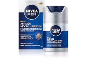 NIVEA MEN Crema idratante ialuronico anti-età, cura del viso con acido ialuronico, pro-retinolo e SPF 15, crema viso per 24 ore di umidità e rughe visibili (50 ml)