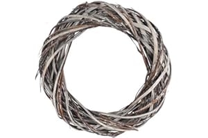 TGG Ghirlanda di vimini grigia, lavata, 25 cm, in vimini, shabby, ghirlanda di legno