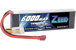 Zeee 4S Lipo Battery 6000mAh 14.8V 60C RC Battery with Deans T Plug for 1/8 and 1/10 RC Vehicles Car RC Buggy Truggy RC Airplane UAV Drone FPV
