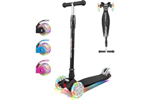 ‎KORIMEFA KORIMEFA Scooter Kinder Roller, Dreiradscooter mit PU LED Räder, Leuchtenden Räder, Faltbarer Höhenverstellbarer KinderRoller, Leicht Belastbarkeit bis 60 kg, ab 3-12 Jahre Junge Mädchen