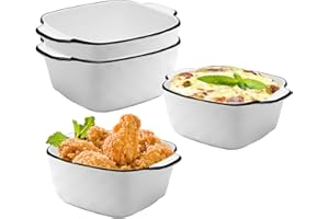 MEYUXG Lot de 4 petits plats à gratin en céramique - 14,2 x 11 x 5,4 cm - Pour friteuse à air chaud, micro-ondes, four, réfrigérateur (motif losanges)