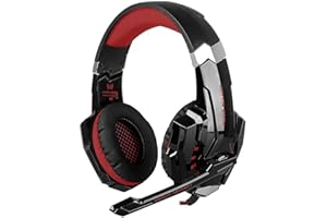 OcioDual Auriculares Gaming G9000 Estéreo Micrófono Juego Luz LED para PC PS4 Xbox Rojo Headset Noise Cancelling Over Ear Headphones Mic