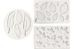 CWPFVQA Pack De 3 Moules À Feuilles Et Plumes - Moule En Silicone pour Bougies Parfumées DIY, Fondant Et Décoration De Gâteaux