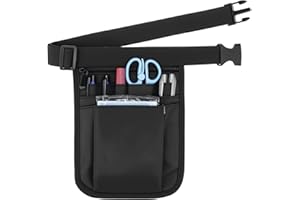 QWORK Medical Organizer Belt, Nurse Storage Bag Waist Bag Pouch for Medical Scissors Care Kit Tool, (Black, 10x7)