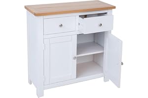 AUROTRICE OAK Furniture Farrow White Small Sideboard - 2 Door 2 Drawer Painted Sideboard (White) …