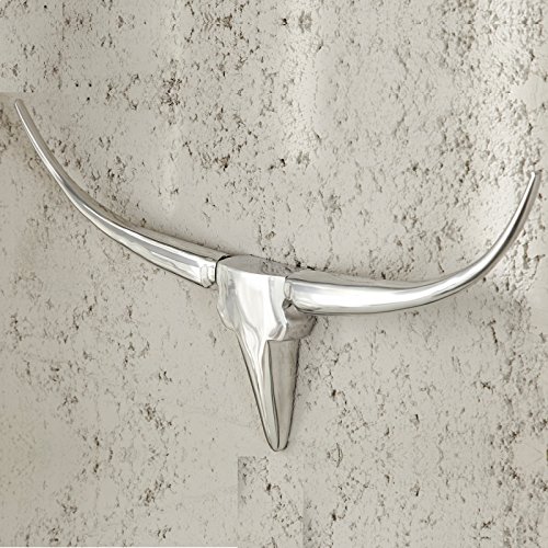 ALU STIER HÖRNER „TAUREAU“ deko geweih wandbild jagdtrophäe silber 75 cm von Xtradefactroy - 2