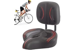KIXOLAZR Siège de vélo avec Dossier Large siège de Selle de Tricycle de vélo avec Support Dorsal Coussin de siège de vélo d'exercice Confortable Selle de vélo Confortable surdimensionnée