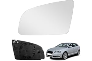 SOEKODU Cristal de Espejo Compatible con Audi A3/S3 2004-2008, A4/S4 2002-2008, A6/S6 2006-2008, Cristal de Espejo Exterior Hiperbólico Asférico Retrovisor Térmico