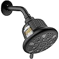 ALTON FLT40500, 5-INCH, 7-Function, 15-Stage Shower Head Filter For Hard Water With Shower Arm and Flange | Water Softener For Bathroom | Black