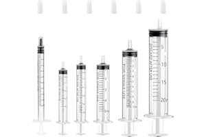 GOTFUN Zestaw 18 strzykawek, 1 ml, 2 ml, 3 ml, 5 ml, 10 ml, 20 ml, wielokrotnego użytku, plastikowa strzykawka bez igły, strzykawka naciągana do pomiaru płynów, nawadnianie roślin, karmienie zwierząt