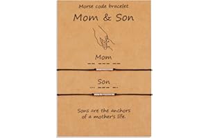 VU100 2/3/4 Codice Morse Bracciale Set Regalo Festa del Papà Regalo Gioielli Fatti A Mano Formato Regolabile Fatto A Mano per Papà Mamma Figlio Figlia Famiglia