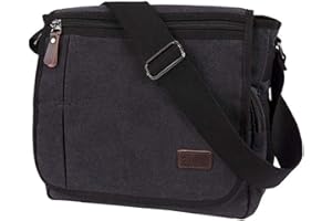 Modoker Umhängetasche für Herren, 13-Zoll-Laptop-Umhängetaschen, Canvas-Umhängetasche mit Flaschentasche