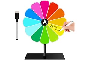 Kunaxku Glücksrad zum Drehen 20 cm 12 Farben Glücksrad Spielzeug mit Trocken Abwischbarem Marker Ständer Glücksrad Zum Selbstgestalten für Partys Pubs Messen und Karneval