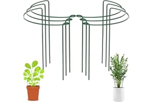 TARUMEDO 6 Stk Pflanzenstütze Rund Garten Pflanzenhalter Ringkäfig Pflanzenpfähle Metall Halbrunde Rankhilfe Blumenstütze Staudenhalter Stützring für Pflanzen Blume Monstera Hortensien Rosen Tomaten(40 x 25cm)