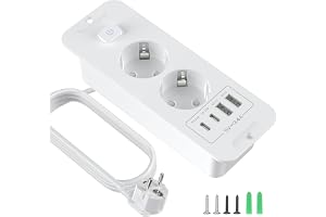Inbyggt uttag med usb, bordsuttag med 2 uttag och usb, nedsänkt 4-i-1-trippeluttag för bordsskiva med 2 m förlängningssladd m