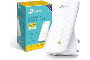 TP-Link RE220 WiFi Extender Booster, Dual-Band AC750 Mbps Range Extender Repeater with Ethernet Port, Connect Wired Devices, Works as a Wireless Adapter, Connect up to 32 Devices,Simple Two-Step Setup