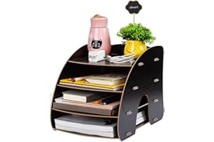 HAOZAIKEJI Schreibtisch Organizer Ablagesystem Tisch Dokumentenablage A4 Ablagefächer Holz Schreibtischablage Organisation Dokumente Ordnerablage Papier Büroorganisation Briefablage Organisator für Büro Schule