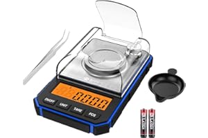 Criacr Digital Pocket Scale, Milligram Scale 0.001g, 50g Portable Mini Jewelry Scale, High Precision Lab Weighing Scale with 50g Calibration, Tweezers, Weighing Pan, Blue (Battery Included)