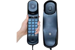 FARDAS Corded House Phones Landline, Wall Mountable or Desk House Phones, Dial Pad on Base unit/Last Number Redial/Pause, Landline Phones with Clear Sound for Office, Hotel, Home, Bathroom(Black)