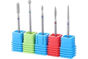 Sibba 5pcs di sicurezza Nail Drill Bits Fiamma Cuticola Drill Bit Per Russo Manicure Cuticola Pulito Drill Bit Diamante Nail Bit Fiamma Testa A Sfera Cilindro Ago Forma Drill Bit Per Elettrico Nail