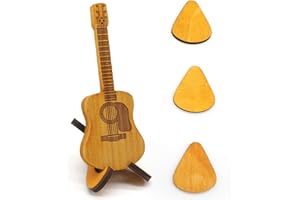 JDBlissful 3 Pièces Boîte de Médiator de Guitare avec Médiator en Bois Véritable Précieux, Boîte de Rangement pour Médiators, pour Les Amateurs de Guitare Acoustique, de Basse Électrique, de Ukulélé
