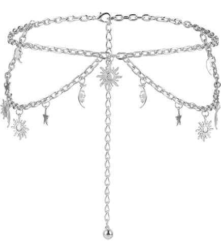 Cintura A Vita A Catena Con Ciondolo Sole In Metallo, Stile Vintage Punk Hip Hop, Regolabile, Per Jeans E Abiti, Colore Argento