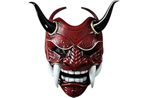 Changtai Japanischer Samurai Oni Maske Cosplay Prajna Maske Dämonen Gesichtsabdeckung Ghostface Horror Maske Halloween Deko Kostüm Masken Geschenke für Erwachsene und Kinder