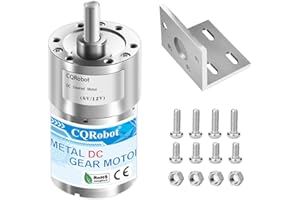 CQRobot 70:1 Metal DC Geared-Down Motor 37Dx54.8L mm 6V or 12V with Mounting Bracket Kit. 6V-5W-75RPM-15 kg.cm(208 oz.in), 12V-10W-150RPM-27 kg.cm(375 oz.in), D-Shaped Output Shaft Long 16mm.