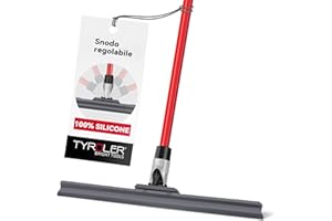 TYROLER BRIGHT TOOLS Tyroler Tira Acqua Pavimenti esterno da 45 cm | Testa in Silicone 100% | Manico Antiruggine da 140 cm tergipavimento spingiacqua | tiraacqua pavimenti esterni | tiracqua per pavimento
