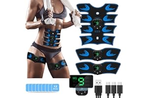 lanmusic Abdominales Electroestimulacion, Electroestimulador Muscular Abdominales para Bdomen/Brazo/Piernas/Glúteos，EMS ABS Estimulador Abdominal, 6 Modos de Entrenamiento (Azul)