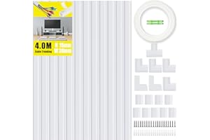 K KOOLPUG KOOLPUG Cable Tidy, Cable Trunking, Longer Cable Channel, Self Adhesive Wire Trunking Kit, Wire Tidy for Wall, White Trunking for TV Cables, Perfect Cable Management Trunking for Under Desk Office