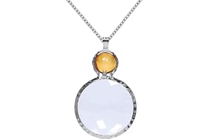 Jiulory Magnifying Glass Pendant, Long Chain Monocole Glass Lens Magnifier Necklace Mama Necklace Collar for Women for Library,Reading,Zoom,Jewelry,Craft Needlework…