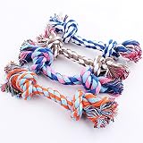 ECloud Shop® 4X admiten agarre de la pelota cuerda doble nudo nudos diente molar suministros cuerda de algodón de limpieza de mascotas de tamaño pequeño