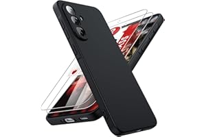 LeYi Funda para Samsung Galaxy A56/A 56 4G/5G, Ultra Slim Carcasa con 2pcs Cristal Templado, Silicona Liquida Capa Suave Movil Protector Case Forro Microfibra Antiarañazos Cover, Negro