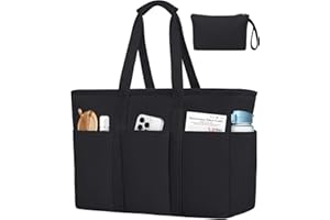 LUROON Sac Cabas Femme en Velours Côtelé, Sac a Main Femme avec Fermeture Éclair et Poches, Tote Bag Grande Capacité Sac Cabas Sac Fourre-Tout pour Voyage Shopping Travail