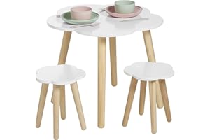 Conjunto de Mesa y Dos Sillas Nube Haus Projekt (3-8 años) Mesa Infantil con 2 Sillas de Color Blanco, Mesa de Actividades de Madera para Niños con Diseño en Forma de Nube, Cloud Table & stools