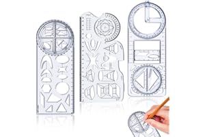 SHENGOU Règle Géométrique Multifonctionnelle,Règle De Modèle Géométrique,3 PCS Règle De Dessin Multifonctionnelle,Regle Formes Geometriques,Rgle De Dessin Géométrique,Règle De Géomètre