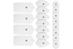 VEOIRXU 20 Piezas Electrodos Pads, Electrodos Parches Adhesivos, Set de Parches Electroestimulador Reutilizables y Autoadhesivos con Conector de Botón de 3,5 mm, Diseño No Irritante
