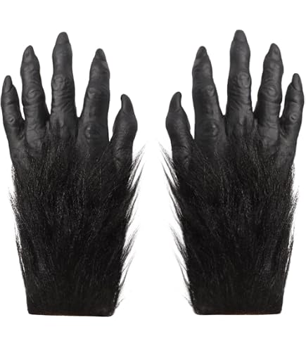 Gants Gorille En Latex Avec Longs Ongles Noirs - Pour Costume Halloween, Cosplay, Carnaval - Réalistes Et Confortables