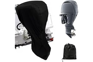AISNY Coprimotore Fuoribordo, Copri Motore Fuoribordo Impermeabile Tessuto Oxford 420D Maschera Protettiva per Motore Fuoribordo per Motore Fino a 190cm di Circonferenza 226cm, 100-150 PS