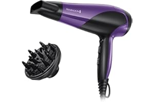 Remington Hair Dryer Ionic (Powerful, Fast Professional Styling, Diffuser, Concentrator, Ionic Conditioning for Frizz Free Hair, 3 Heat / 2 Speed Settings, Cool Shot, 2200W, Purple) D3190