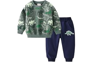 Volunboy Enfant Garcon Jogging Dinosaure Ensembles, Crew Neck Sweat et jogpant Deux pièces