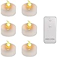 MI CASA LED Flameless Candles, Pack of 6 Realistic and Bright Flickering Battery Operated LED Votive Tea Light Candles with Remote Controlled for Christmas Wedding Festival Celebration, Warm White