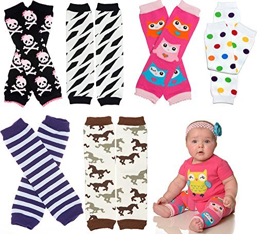 6 Pack Baby Girls juDanzy leg warmers polka dots, girl owl, skulls, zebra, and horse (Baby/Babe/Infant - Little ones)