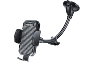 FLOVEME KFZ Handyhalterung Auto Saugnapf - Universal Handyhalter Auto mit Langem Schwanenhals für Windschutzscheibe Kompatibel für iPhone Samsung Huawei USW Schwarz