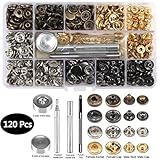 PAKET BEINHALTET: Aibesser Metall Druckknopf enthält 120 Druckknöpfe und 3 Befestigungswerkzeuge, das angemessene Produkt ist nützlich für die Herstellung Ihres Handwerks und genug, um Ihre unterschiedlichen Bedürfnisse zu erfüllen.