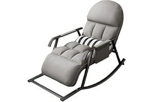 OVLRIJP Mecedora Salon, Mecedoras para Adultos, Silla Mecedora con Cómodo Asiento Acolchado, Silla Reclinable Ajustable para Balcón, Sala de Estar, Dormitorio (Gris)