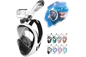 HINATAA 180°Full Face Snorkel Mask,Double Floating Ball Design Anti-Leak Free Breathing,Full Dry Anti Fog Breathing System Snorkeling Mask,Professional Snorkeling Set