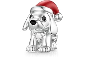 LANBEIDE Zawieszka bożonarodzeniowa do charmsów Pandora, srebro wysokiej próby 925, Boże Narodzenie, płatek śniegu, Święty Mikołaj, psy, kot, charmsy, do bransoletek Pandora, prezent bożonarodzeniowy