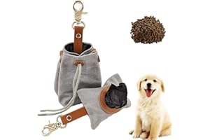 FDDE 1 Set Borsa Snack per Cani, Borsa Porta Sacchetti Cane, Borsa per la Cacca di Cane, Dispenser per Sacchetti di Cacca di Cane, per Dog Walking, Corsa, Escursionismo (Grigio)
